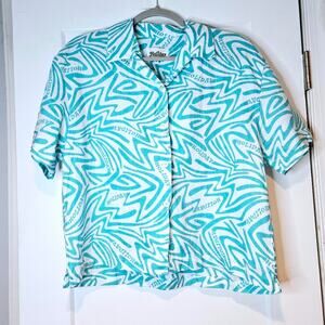 Holiday by Emma Mulholland Linen Swirl Print Button Front Shirt Resort